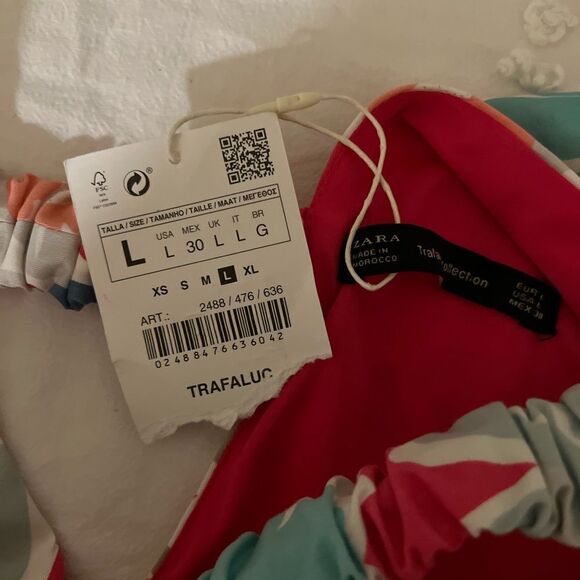 Zara Trafaluc Collection Pink Floral Dress Low Back Size L - Picture 6 of 7